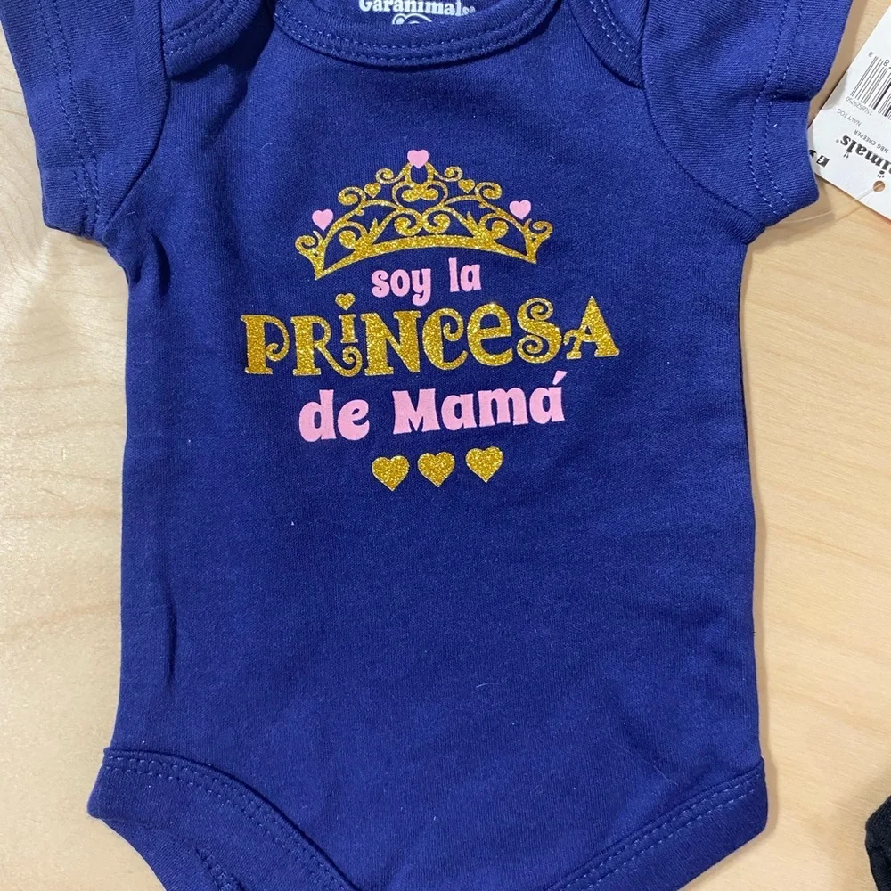 5 Garanimals Baby Bodysuits - Navy, Black, Pink, White Newborn (OQ)